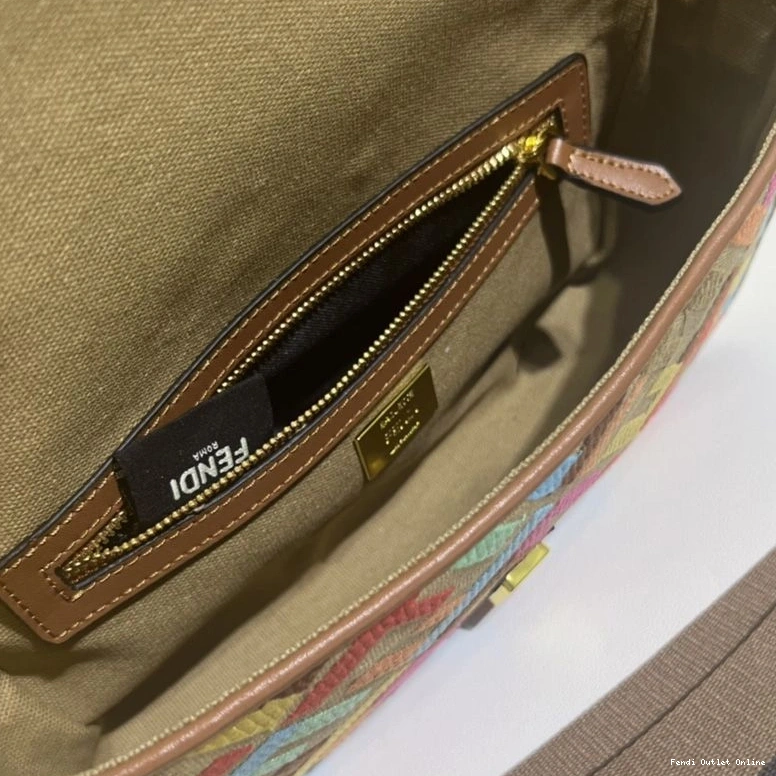 Affordable Fendi Motif In Beige Medium Bag Canvas FF Baguette Multi 0807